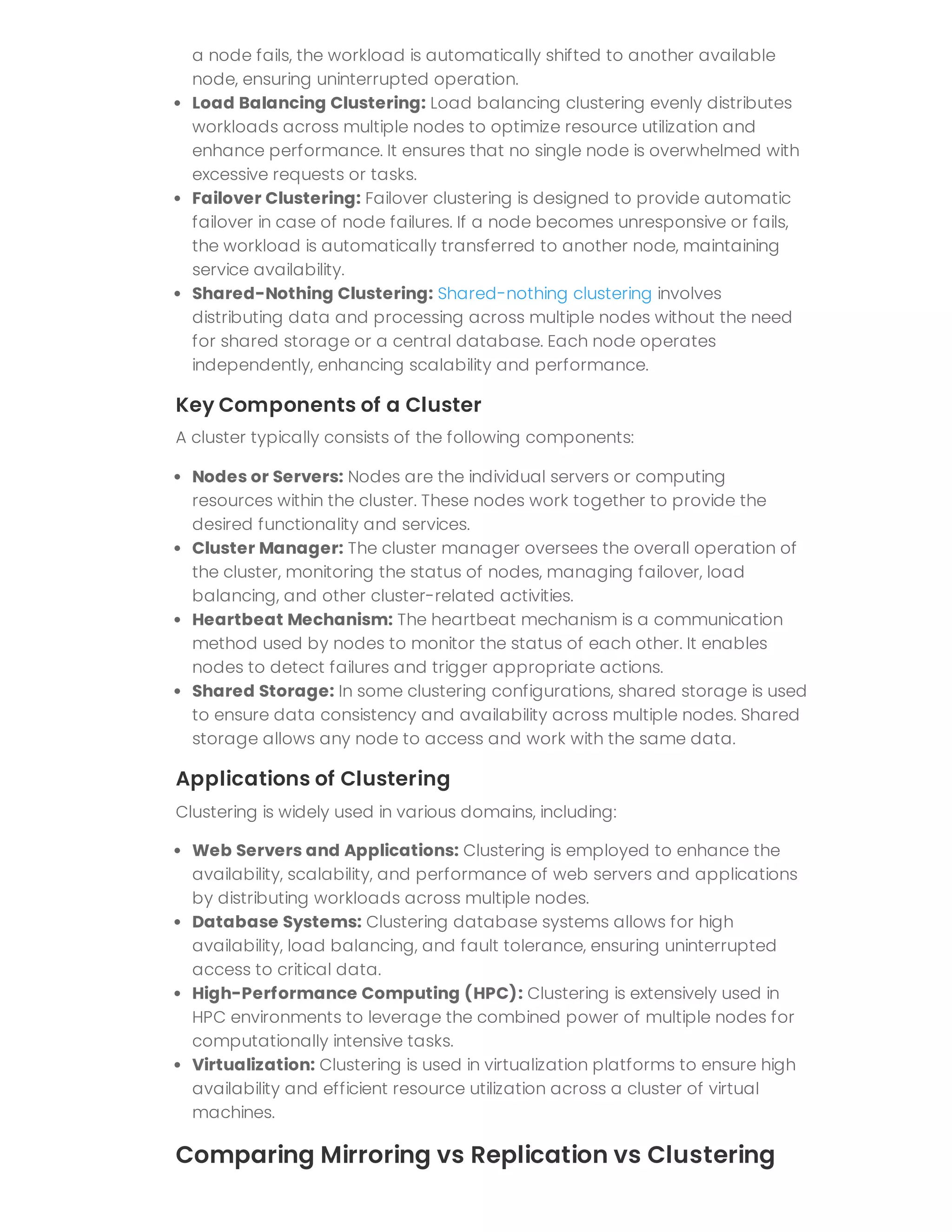 Mirroring vs Replication vs Clustering: A Data Protection Comparison | PDF