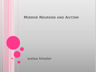 MIRROR NEURONS AND AUTISM

walaa khader

 