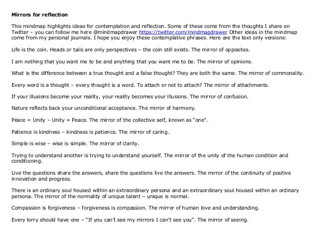 Mirrors For Reflection Mind Map