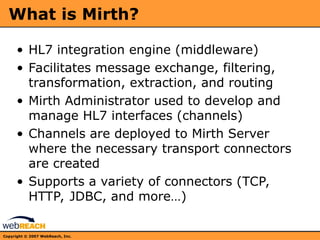 Mirth Code Basico Mirth Training Introduction and System Migration | PPT