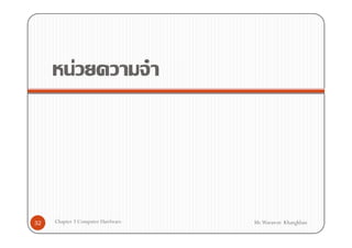 F




32   Chapter 3 Computer Hardware   Mr.Warawut Khangkhan
 