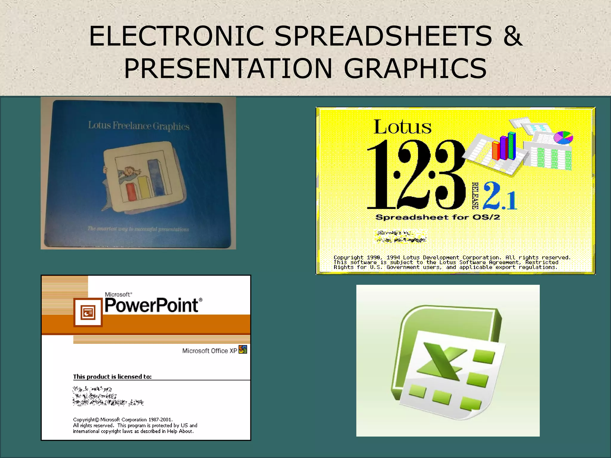 ELECTRONIC SPREADSHEETS &
PRESENTATION GRAPHICS
 