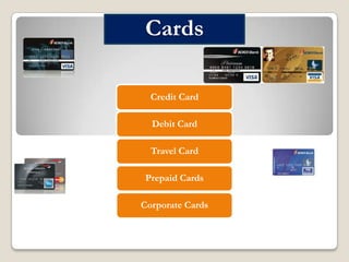 Cards
Credit Card
Debit Card
Travel Card
Prepaid Cards
Corporate Cards

 