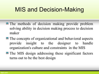 MIS and Decision Making | PPT