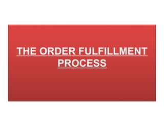 THE ORDER FULFILLMENT
PROCESS
 