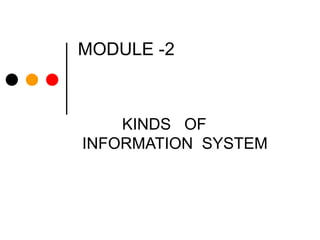 MODULE -2 KINDS  OF  INFORMATION  SYSTEM  