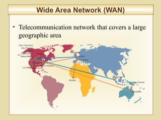 6-218
Wide Area Network (WAN)Wide Area Network (WAN)
• Telecommunication network that covers a large
geographic area
 