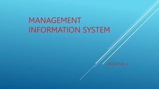 MANAGEMENT
INFORMATION SYSTEM
GROUP NO. 2
 