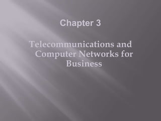 Chapter 3

Telecommunications and
Computer Networks for
Business

 