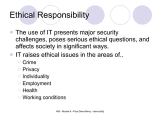 VTU - MIS Module 8 - Security and Ethical Challenges | PPT