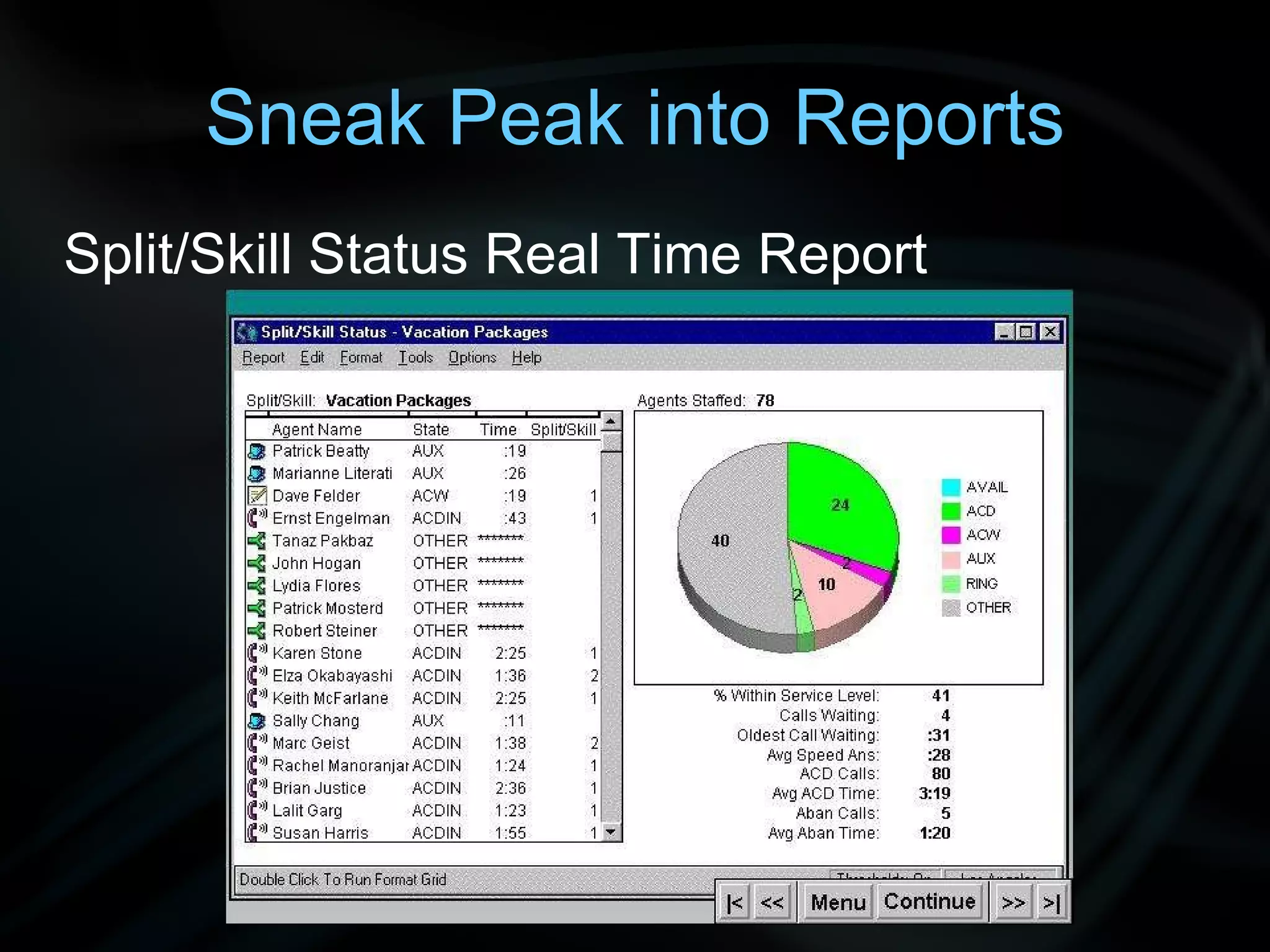 Sneak Peak into Reports Split/Skill Status Real Time Report