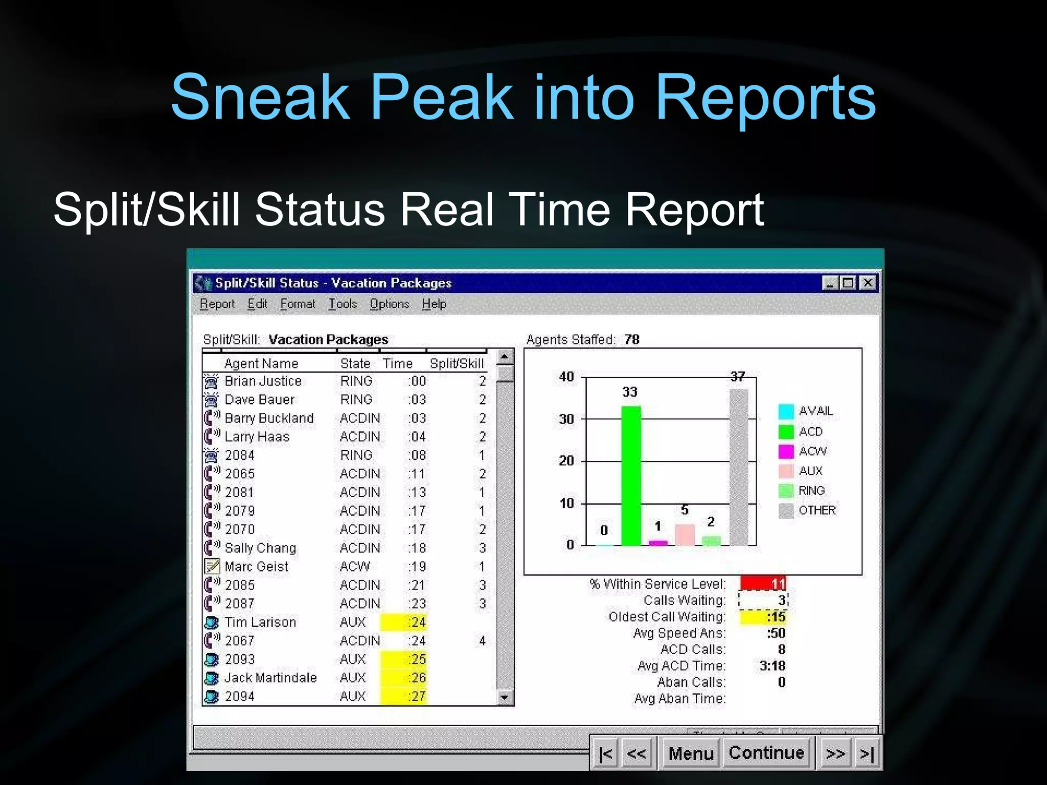 Sneak Peak into Reports Split/Skill Status Real Time Report