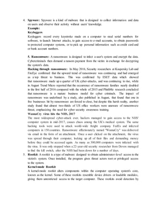 External threats to information system: Malicious software and computer ...