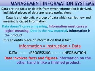 *MANAGEMENT INFORMATION SYSTEMS
*Thus every system is said to be composed of subsystems. A system
has one or multiple inpu...