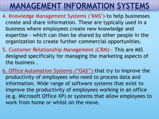 MANAGEMENT INFORMATION SYSTEMS
Here ,discussed about some points regarding needs of
MIS-
Decision makers need information ...