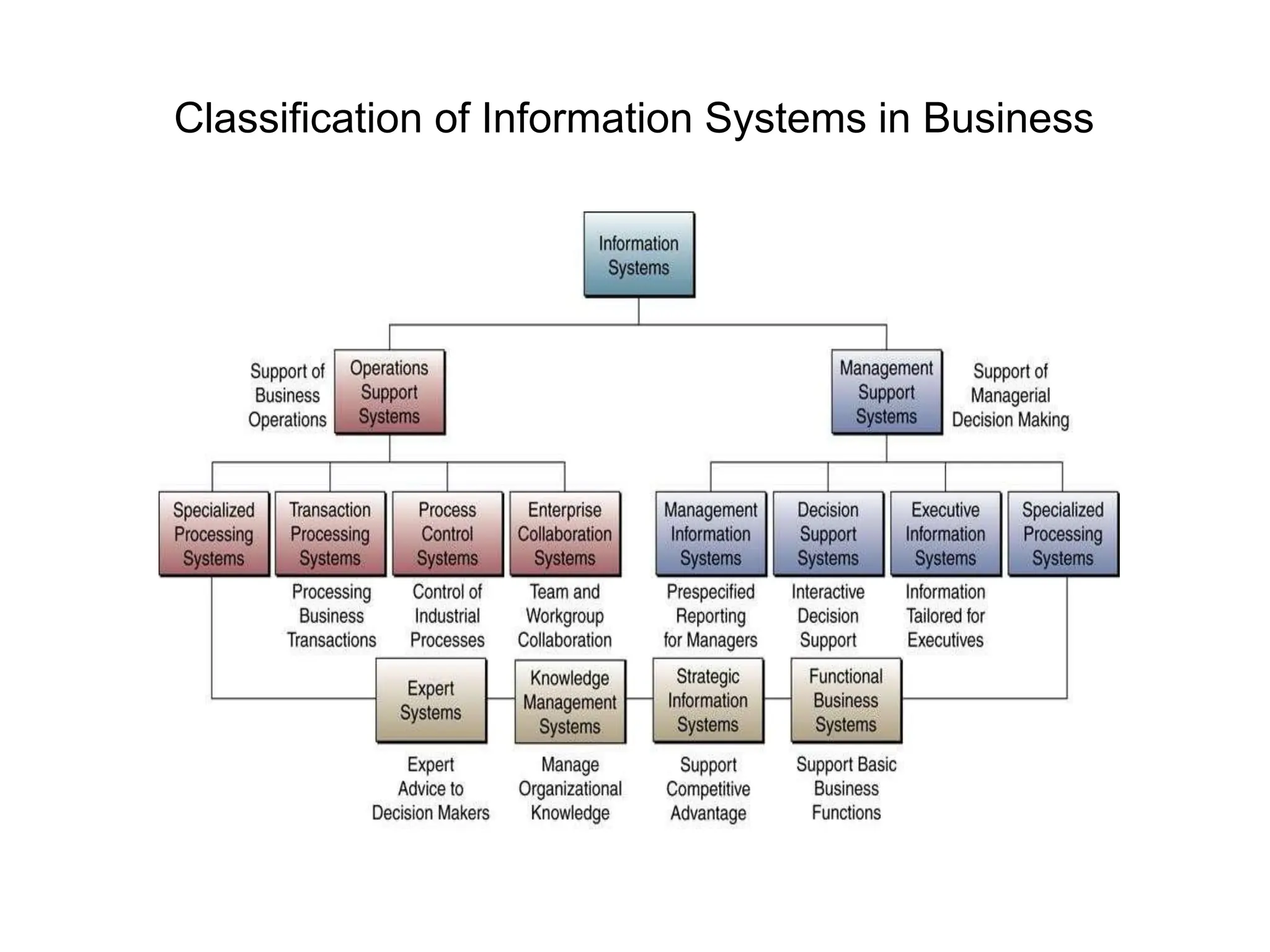 Classification of Information Systems in Business
 
