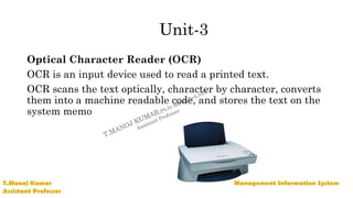 Input Devic Ocr Management Information System (mis)- unit-3 | PDF
