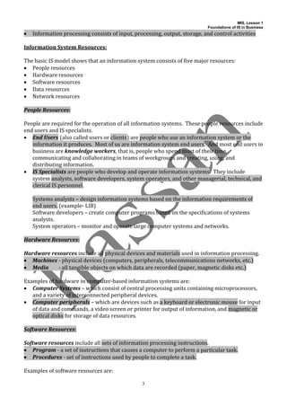 Mis 1st chapter notes foundation of is in business | PDF