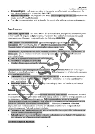 Mis 1st chapter notes foundation of is in business | PDF
