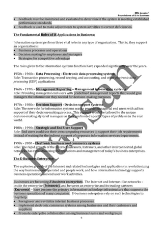 Mis 1st chapter notes foundation of is in business | PDF