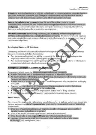Mis 1st chapter notes foundation of is in business | PDF