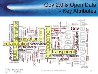 Gov 2.0 & Open Data - Key Attributes Gov 2.0 and  Open Data Sustainability 