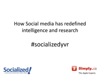 How Social media has redefined intelligence and research#socializedyvr 
