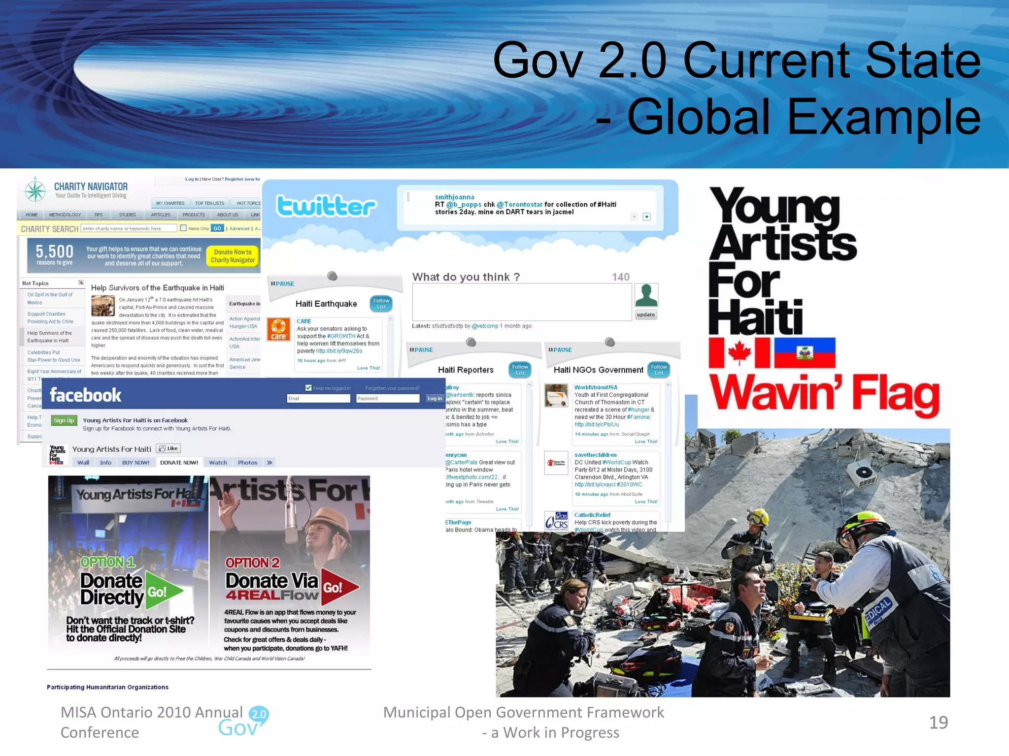 Gov 2.0 Current State - Global Example MISA Ontario 2010 Annual Conference Municipal Open Government Framework  - a Work in Progress 