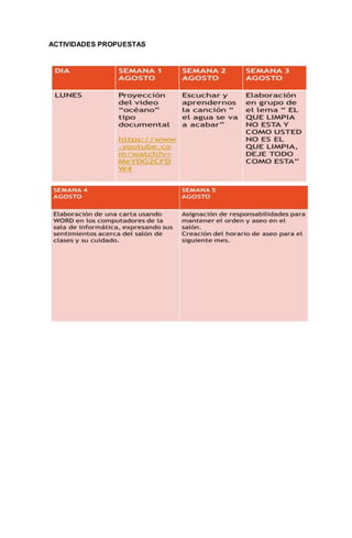 ACTIVIDADES PROPUESTAS 
 