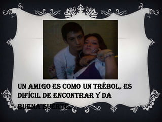 Un amigo es como un trébol, es
difícil de encontrar y da
buena suerte.
 