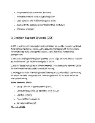 Mis assignment types of management information systems | DOCX