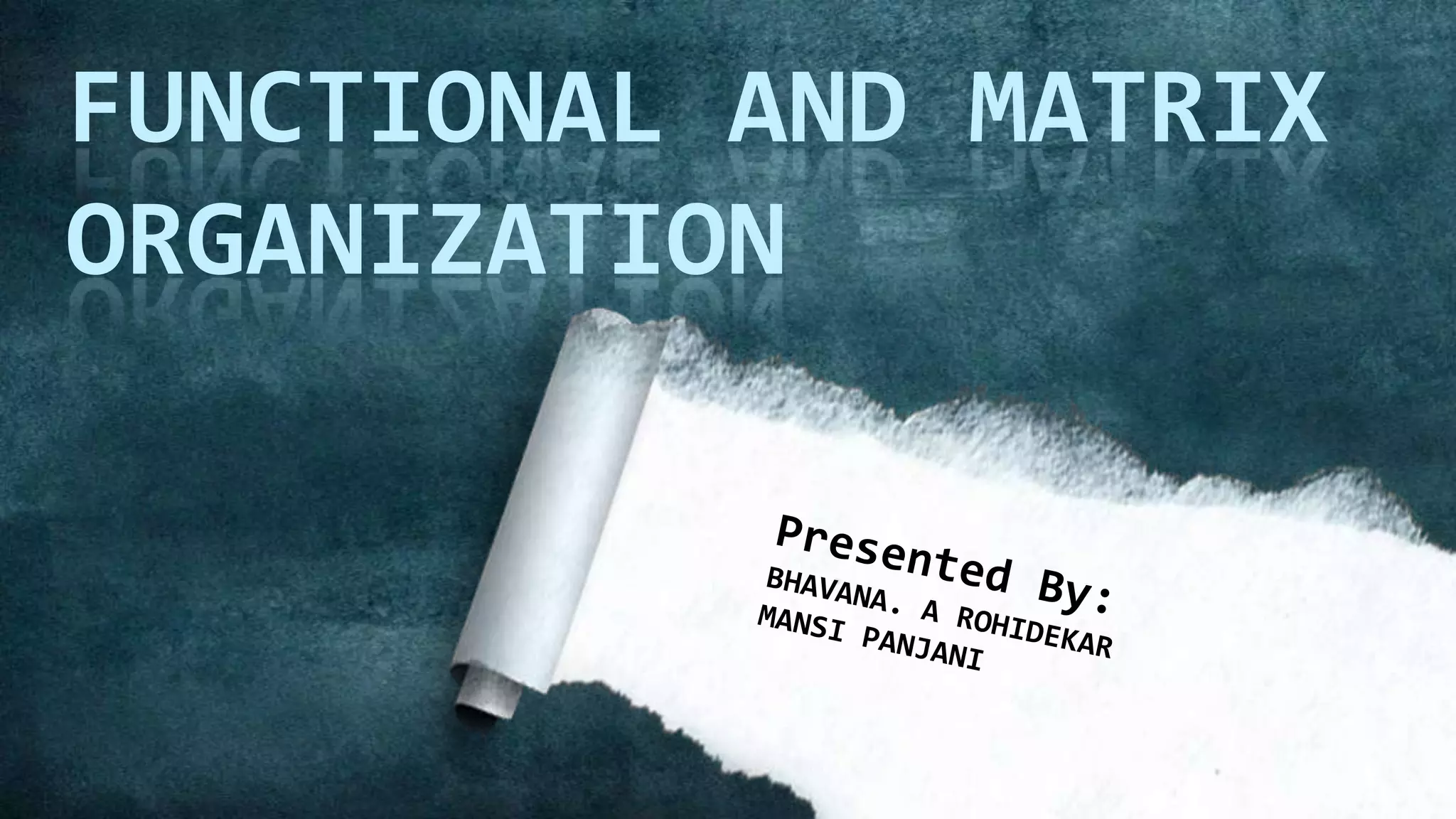 FUNCTIONAL AND MATRIX
ORGANIZATION
 