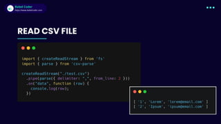 Babel Coder
Babel Coder
https://www.babelcoder.com
READ CSV FILE
 