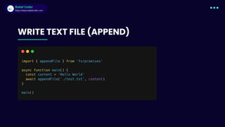 Babel Coder
Babel Coder
https://www.babelcoder.com
WRITE TEXT FILE (APPEND)
 
