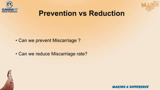 Prevention vs Reduction
• Can we prevent Miscarriage ?
• Can we reduce Miscarriage rate?
 