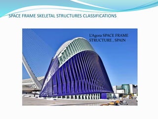 SPACE FRAME SKELETAL STRUCTURES CLASSIFICATIONS 
L‘Agora SPACE FRAME 
STRUCTURE , SPAIN 
 
