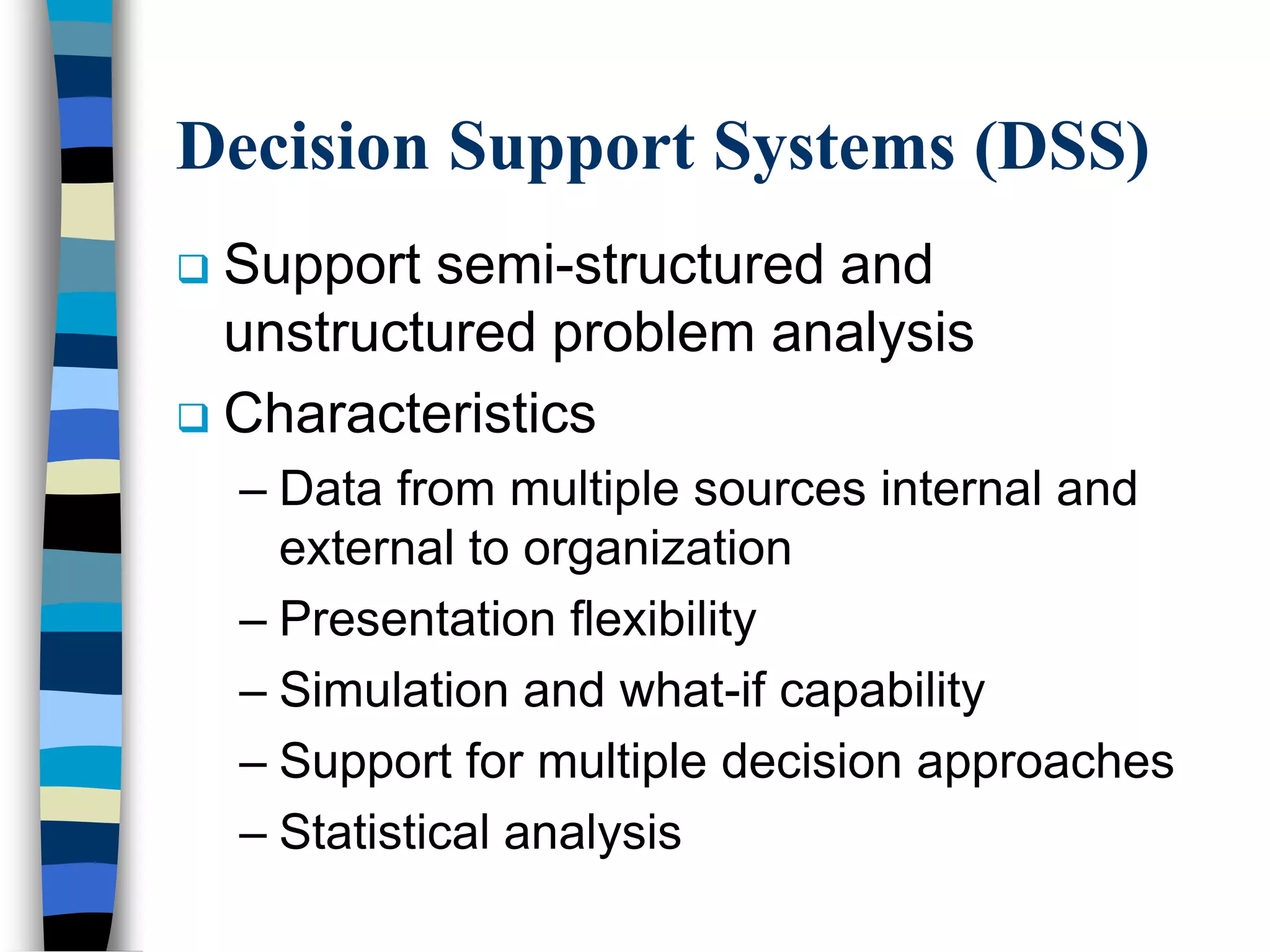 Systems for Supporting DecisionsManagement information systems (MIS)