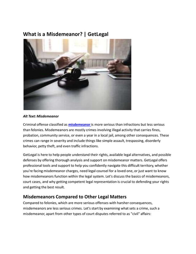 Understanding What is a Misdemeanor with GetLegal PDF