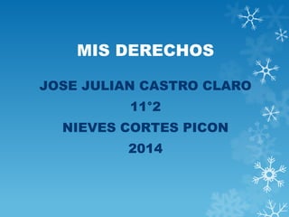 MIS DERECHOS
JOSE JULIAN CASTRO CLARO
11°2
NIEVES CORTES PICON
2014
 