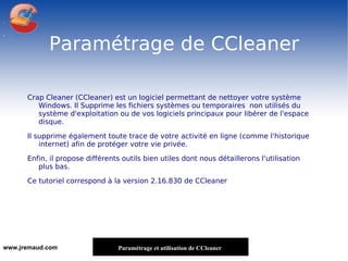 Paramétrage de CCleaner ,[object Object]