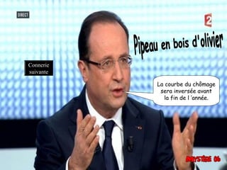 La courbe du chômage
sera inversée avant
la fin de l ’année.
Connerie
suivante
 