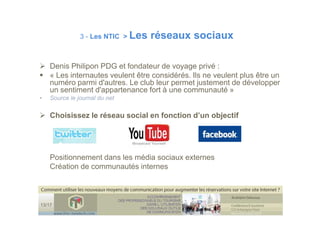 Conference Etourisme comment optimiser son site internet  (les règles pour un site internet , des nouveaux outils NTIC )