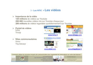 Conference Etourisme comment optimiser son site internet  (les règles pour un site internet , des nouveaux outils NTIC )