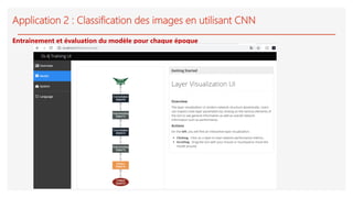 Application 2 : Classification des images en utilisant CNN
Entrainement et évaluation du modèle pour chaque époque
 