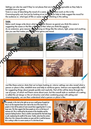 Mise en scene booklet GCSE Film Studies | PDF