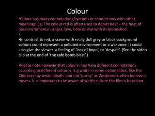 Color:red Connotations Mise en scene presentation | PPSX