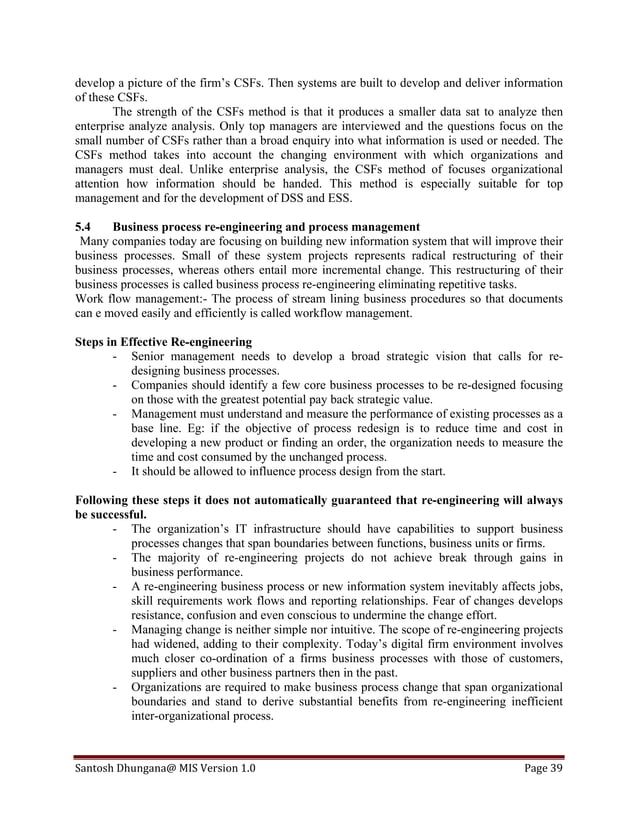 Management Information System (Full Notes) | PDF