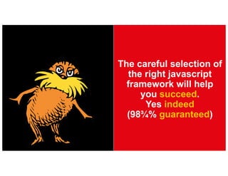 The careful selection of
the right javascript
framework will help
you succeed.
Yes indeed
(98¾% guaranteed)
 