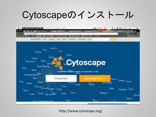 Cytoscapeのインストール 
http://www.cytoscape.org/ 
 