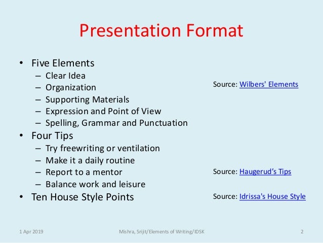 Elements Of Writing